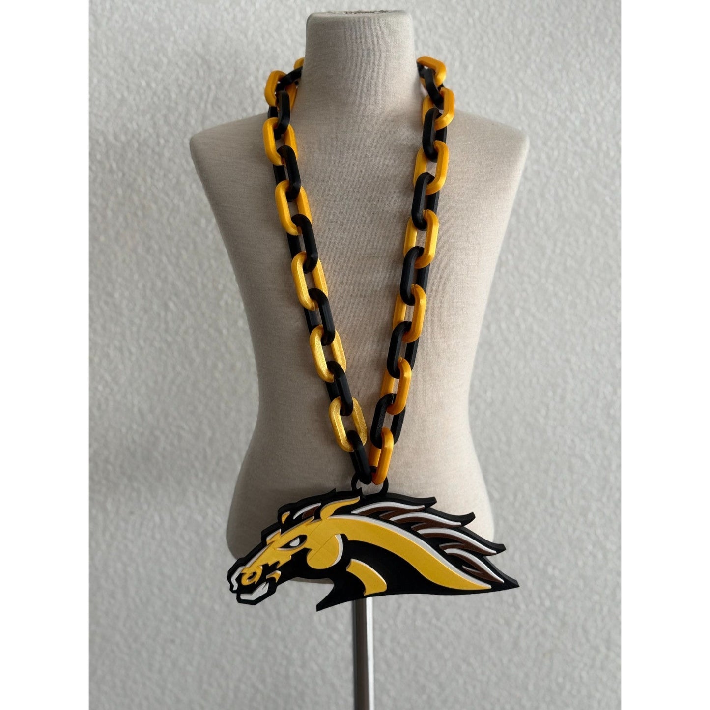 Western Michigan Broncos Logo Oversized Necklace, Pendant Chain,"Row the Boat"