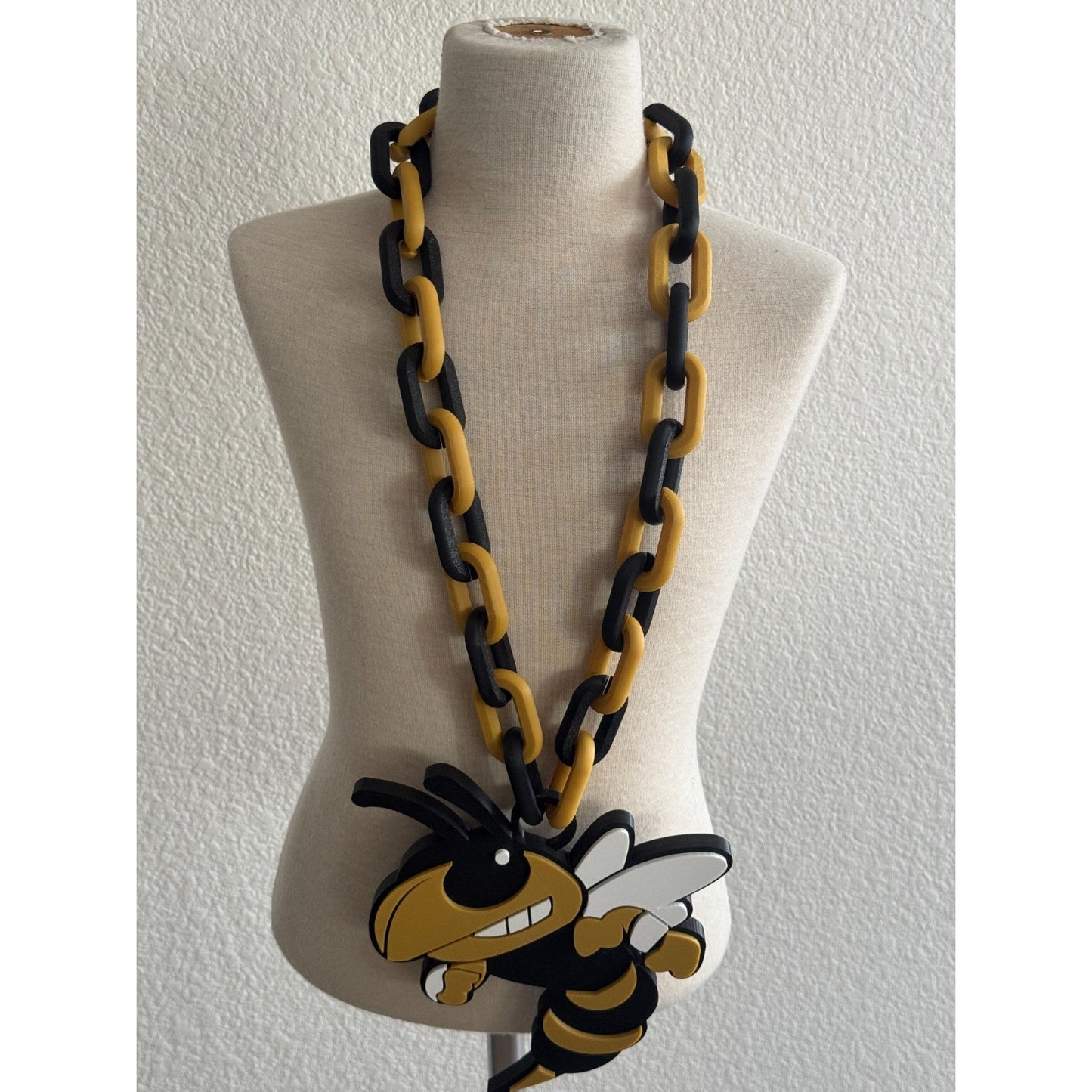 Georgia Tech Yellow Jackets Oversized Chain Necklace "Progress And Service"