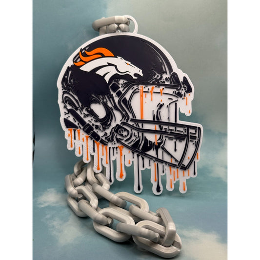 Denver Broncos Helmet Drip Oversized Fan Hype Chain, Broncos Country, Lets ride.