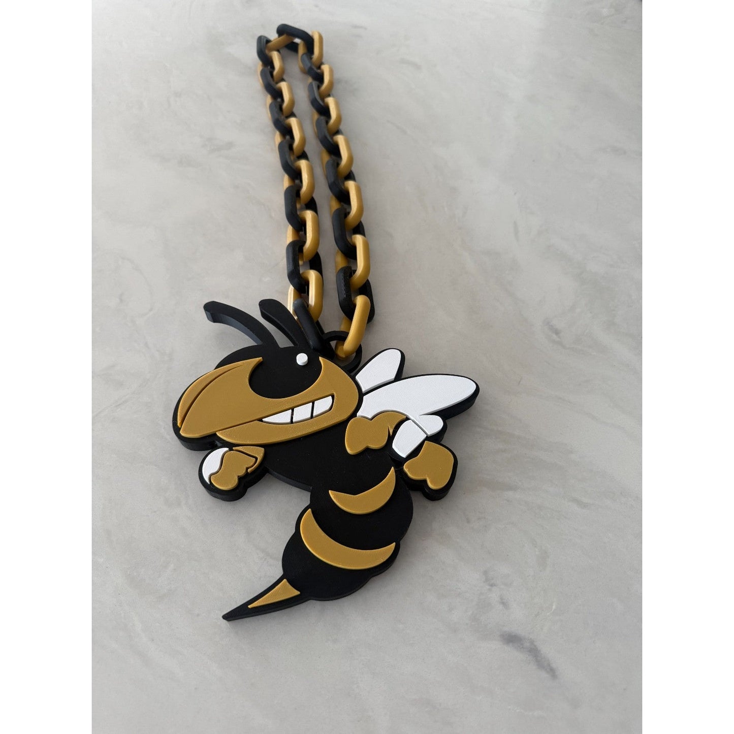 Georgia Tech Yellow Jackets Oversized Chain Necklace "Progress And Service"