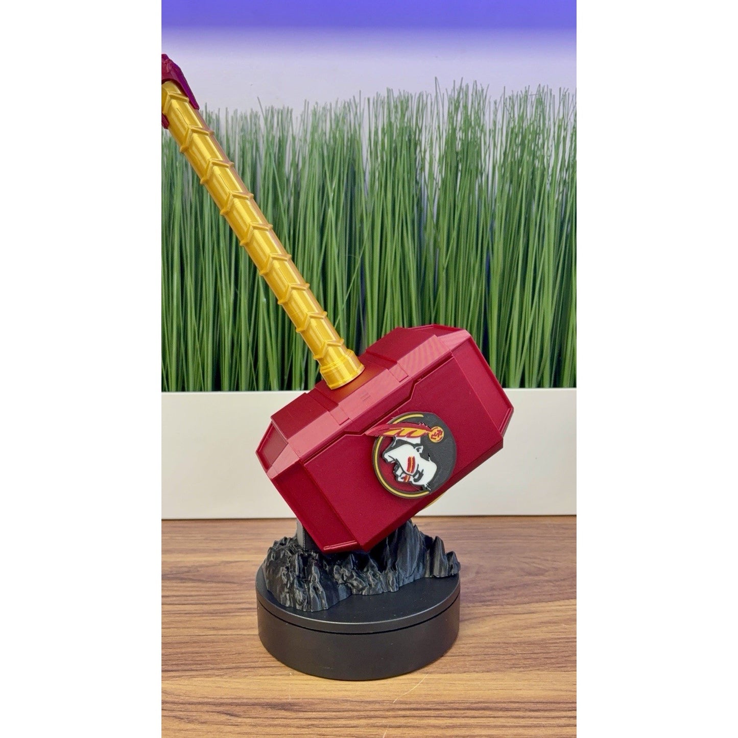 FSU Thor Hammer Mjolnir 3D Printed PLA 14” Florida State Seminoles With Stand