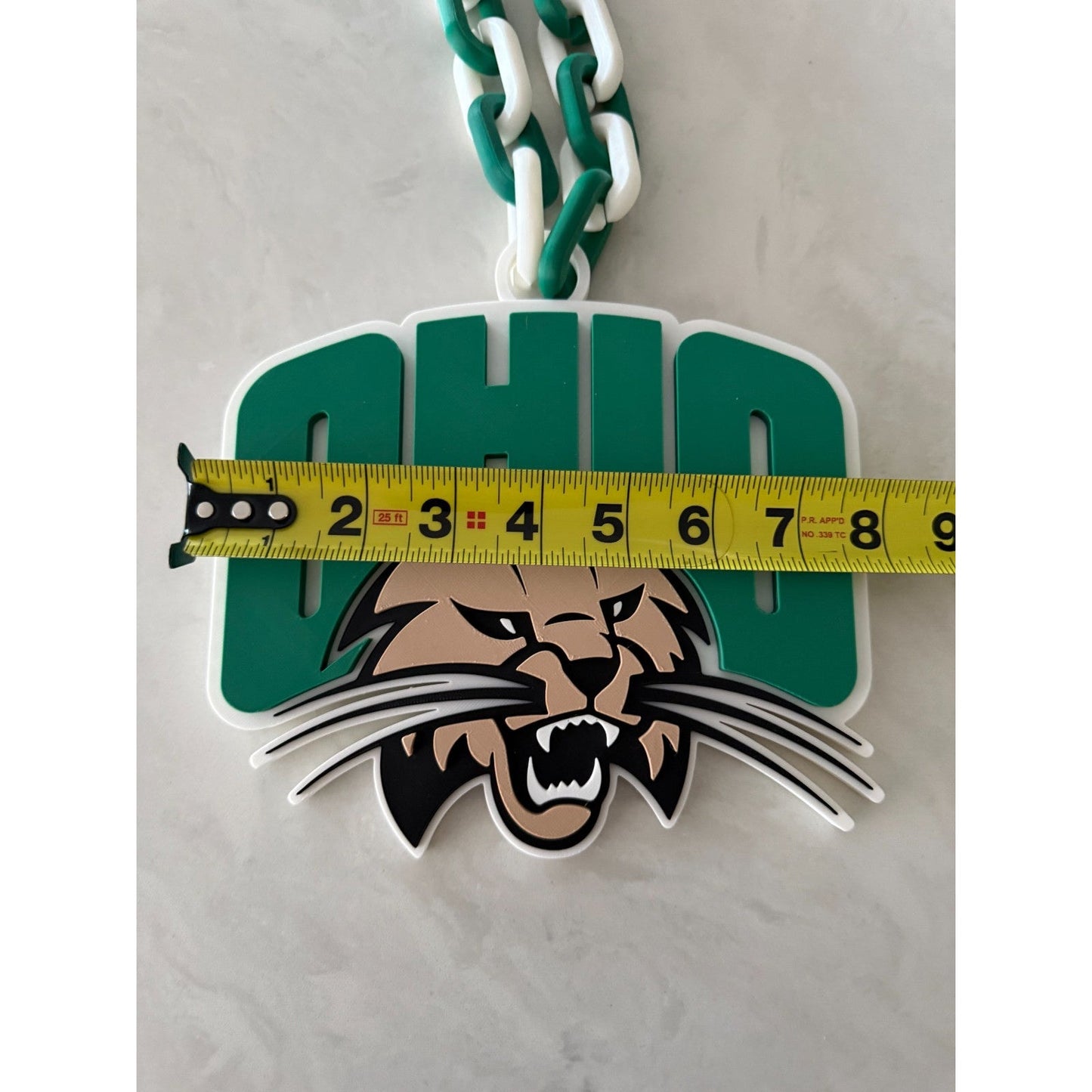Ohio Bobcats Logo Oversized Fan Necklace Pendant Chain Handmade