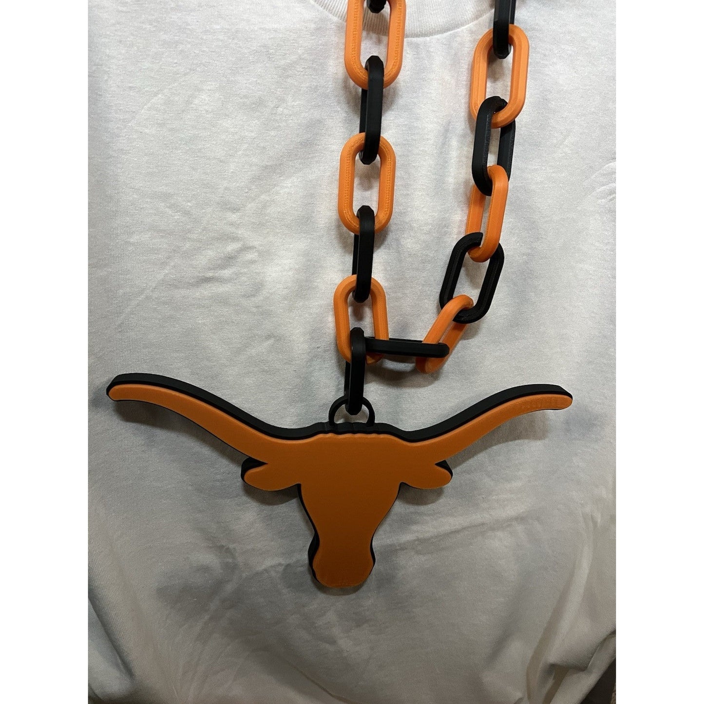 XL Texas Longhorn Medallion 3D Printed in PLA 42” Chain Link Style Necklace