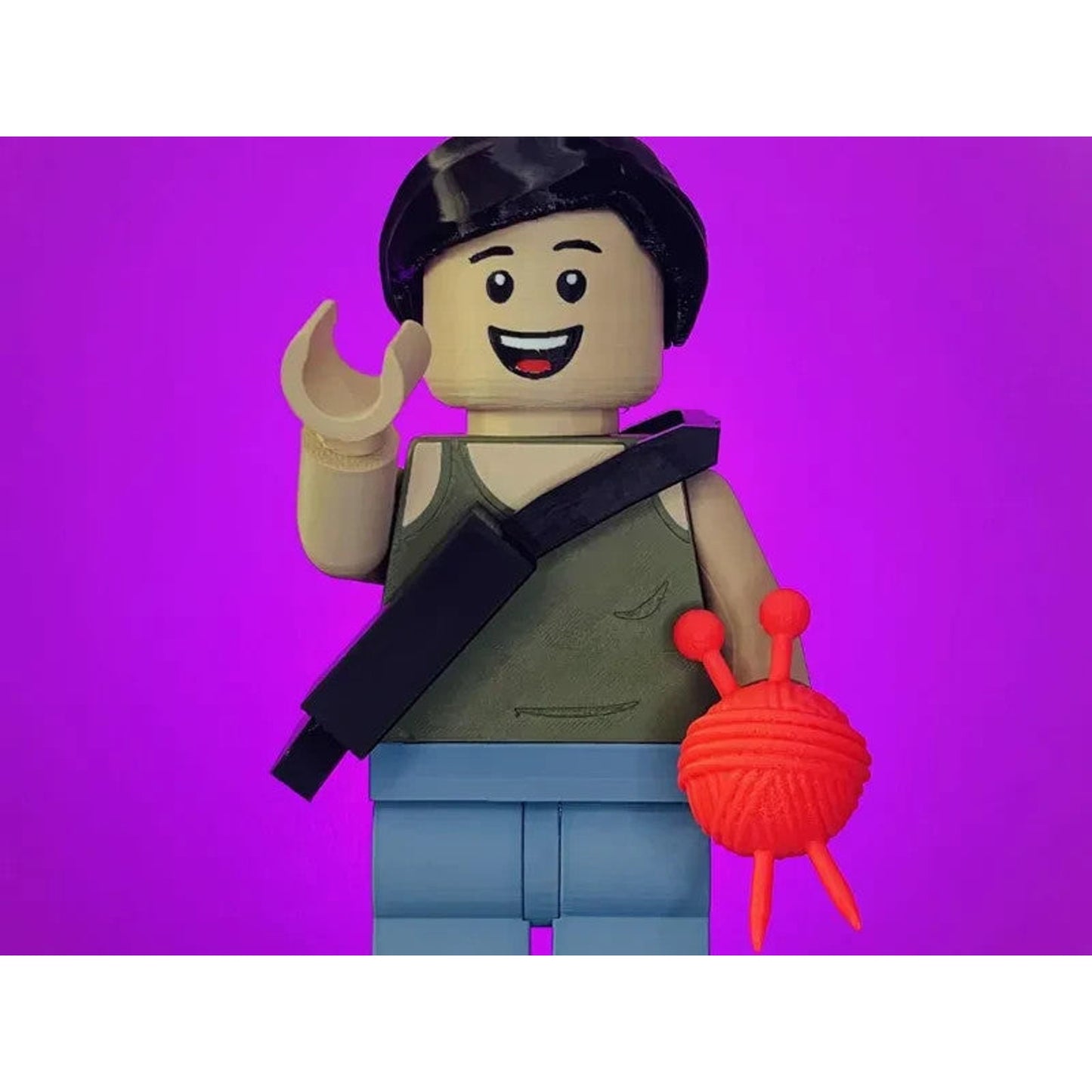 Crochet Girl Brick Figure 8 inches tall 3D Printed Lego Inspired