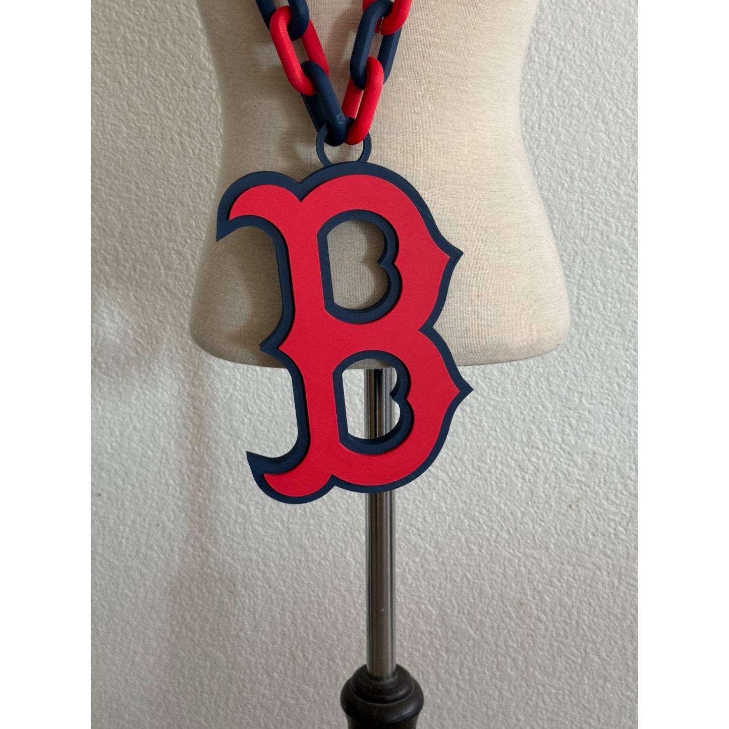 Boston Red Sox Oversized Logo Fan Pendant and Chain Handmade 3D