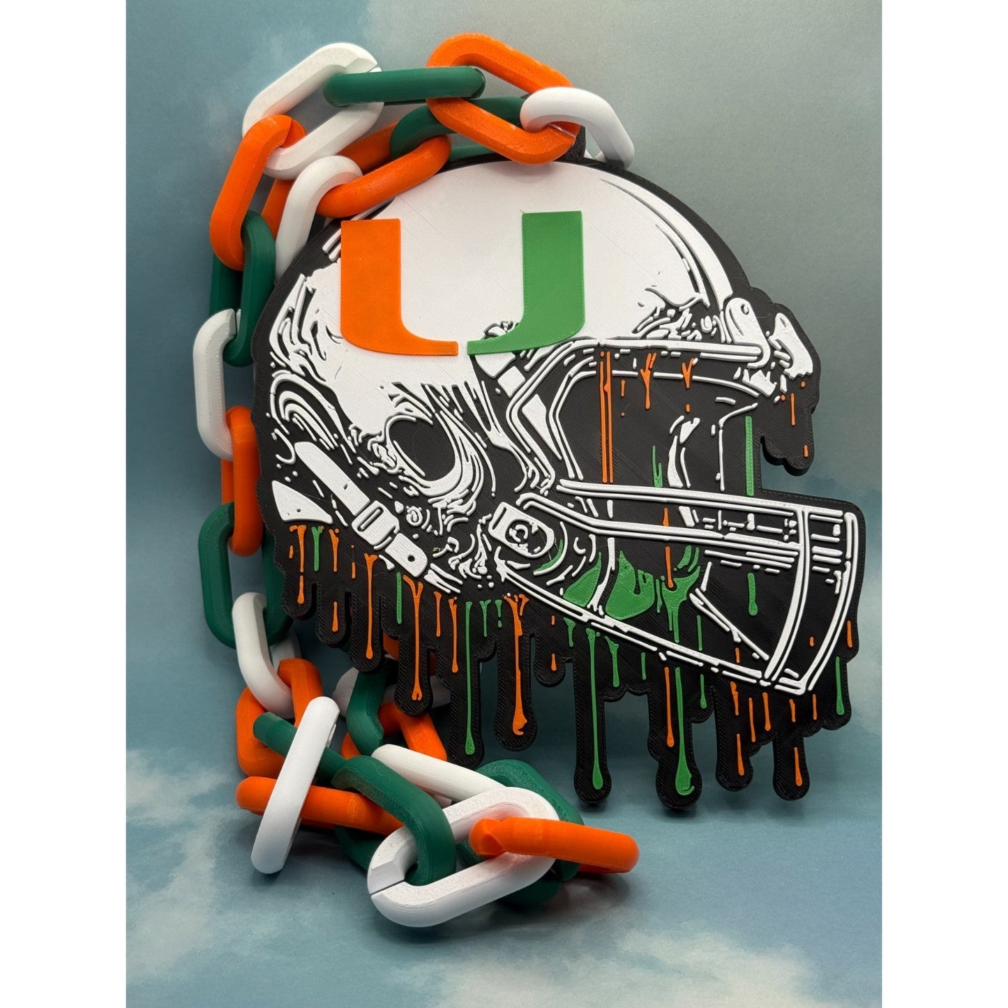 Miami Hurricanes Helmet Drip Hype Chain Fan Necklace "The Canes"