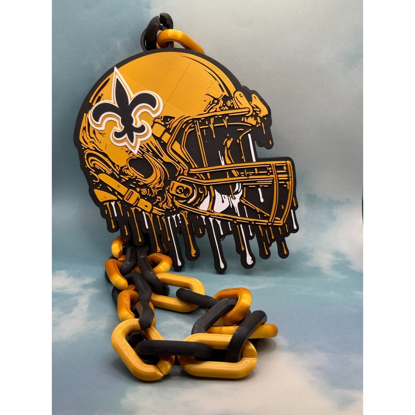 New Orlean Saints Fan Helmet Drip Hype Oversized Chain, Who dat?