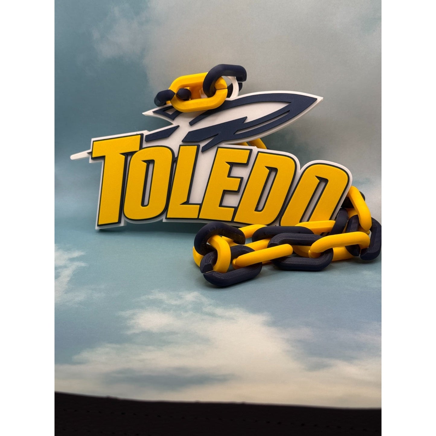 Toledo Rockets Logo Oversized Necklace, Pendant Chain,Show Your Rocket Pride