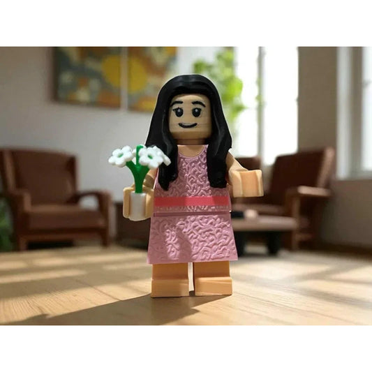 Pink Lace Gown Brick Figure 8 inches tall 3D Printed Lego Inspired