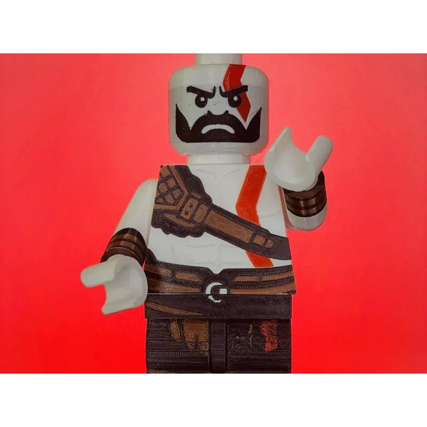 Kratos Brick Figure 8 inches tall 3D Printed Lego Inspired