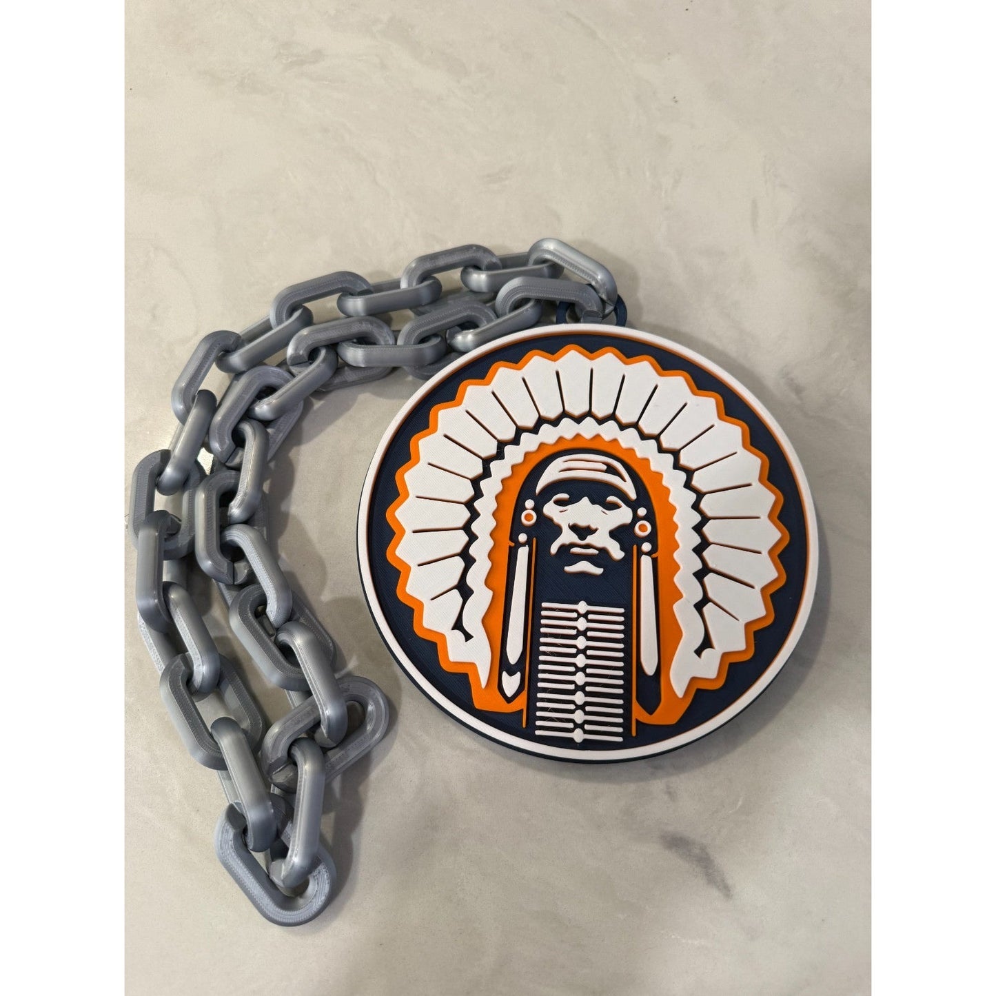 Illinois Fighting Illini  Logo Oversized Necklace, Pendant Chain