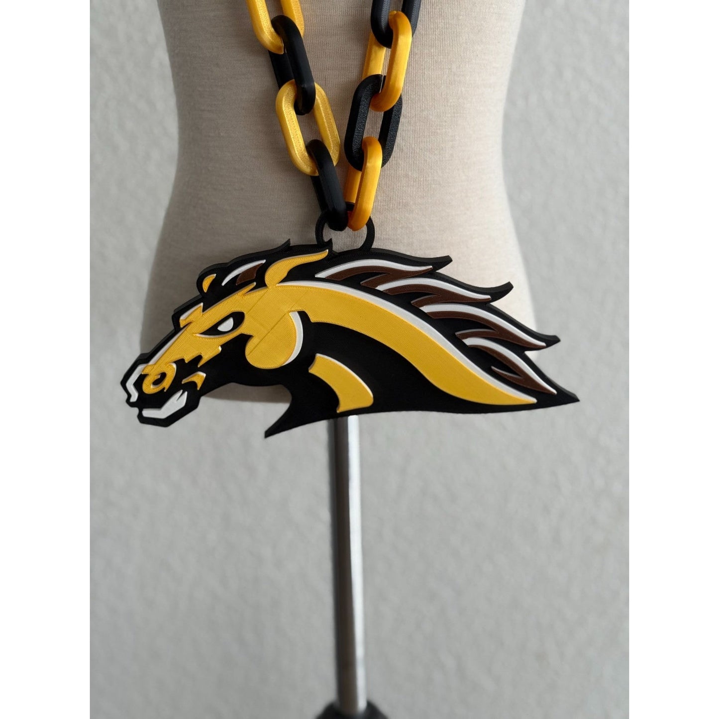 Western Michigan Broncos Logo Oversized Necklace, Pendant Chain,"Row the Boat"