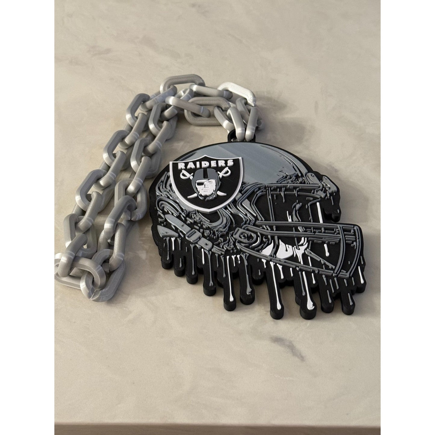 Helmet Drip Las Vegas Raiders Oversized Hype Necklace & Chain "Raider Nation"