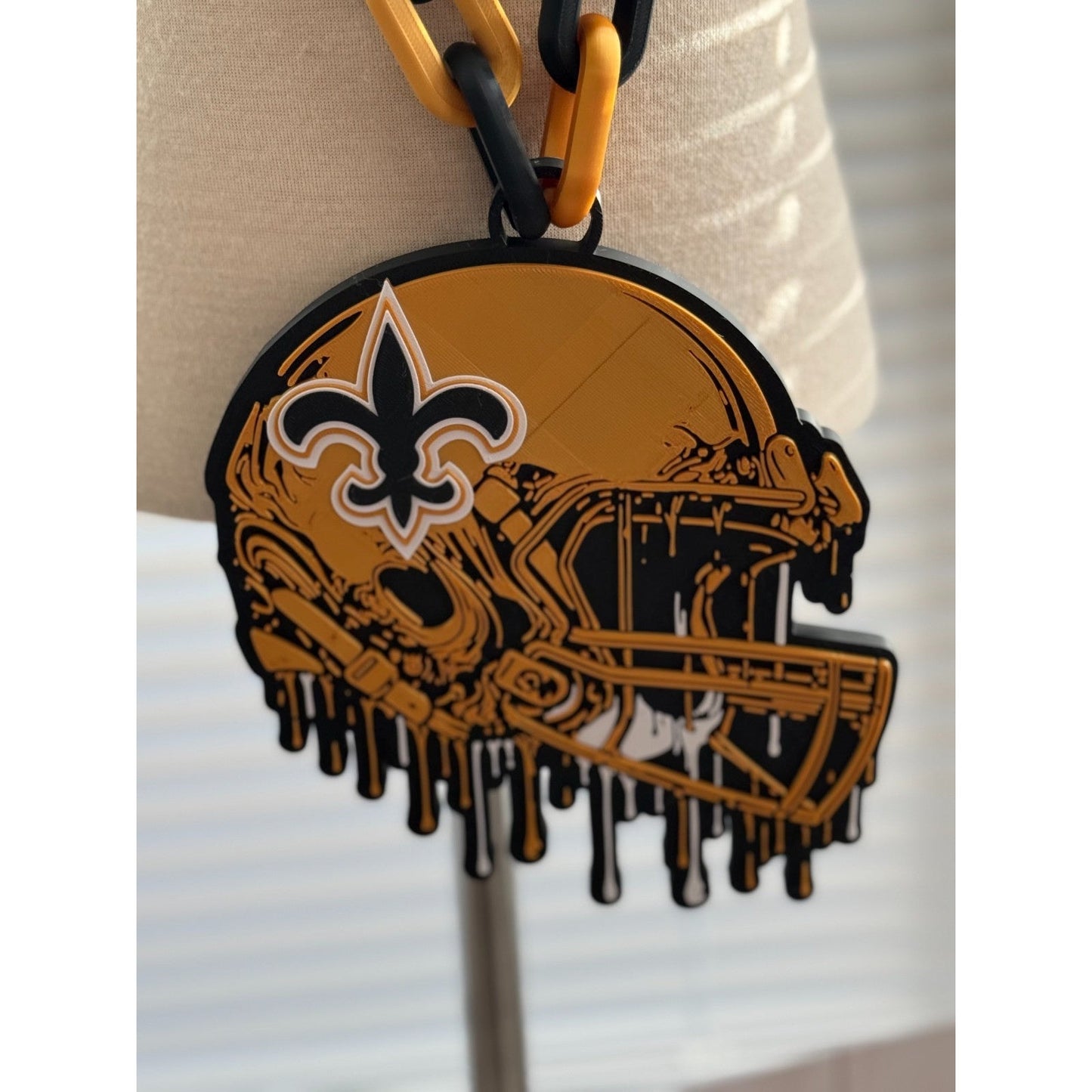 New Orlean Saints Fan Helmet Drip Hype Oversized Chain, Who dat?