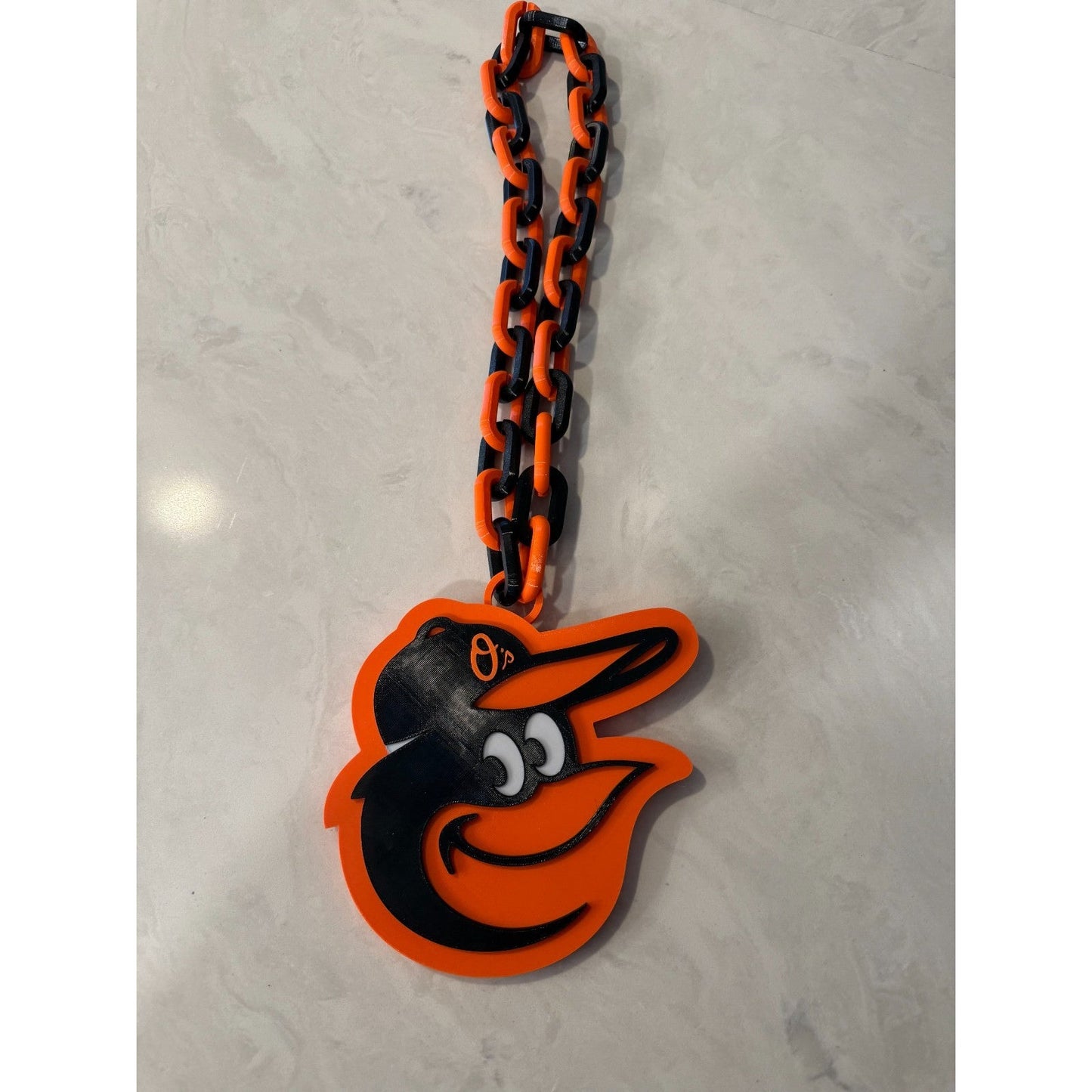 Baltimore Orioles Oversized Logo Pendant And Chain Necklace