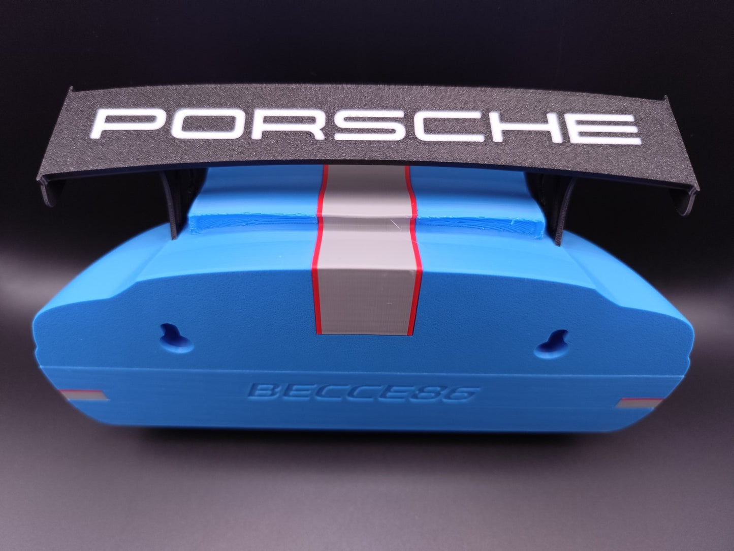Sports Car Key Holder with Spoiler – Blue Racing Inspired Wall Mount Key Rack –
