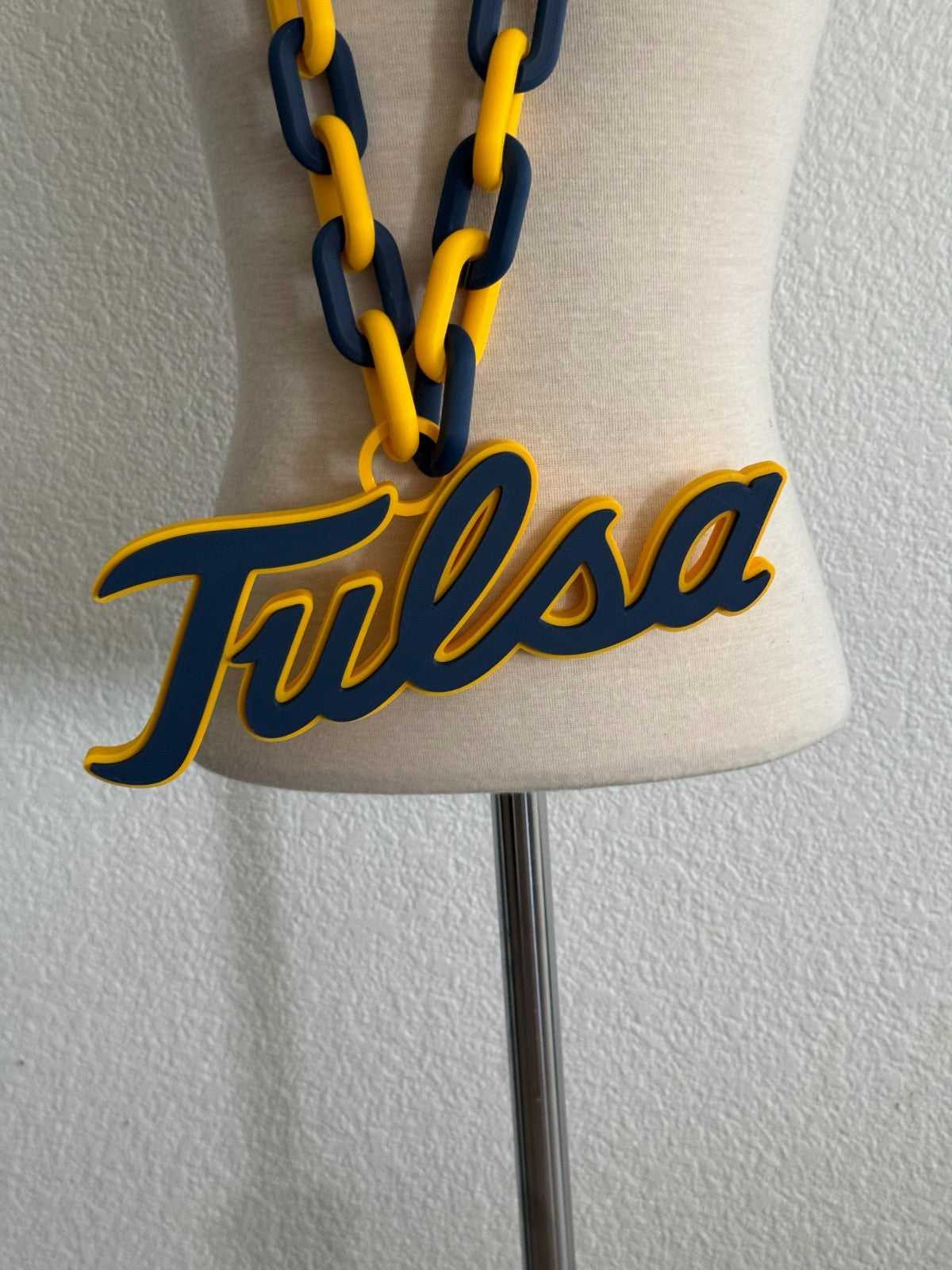 Tulsa Golden Hurricane Oversized Necklace Turnover Chain HandMade 3D Printed