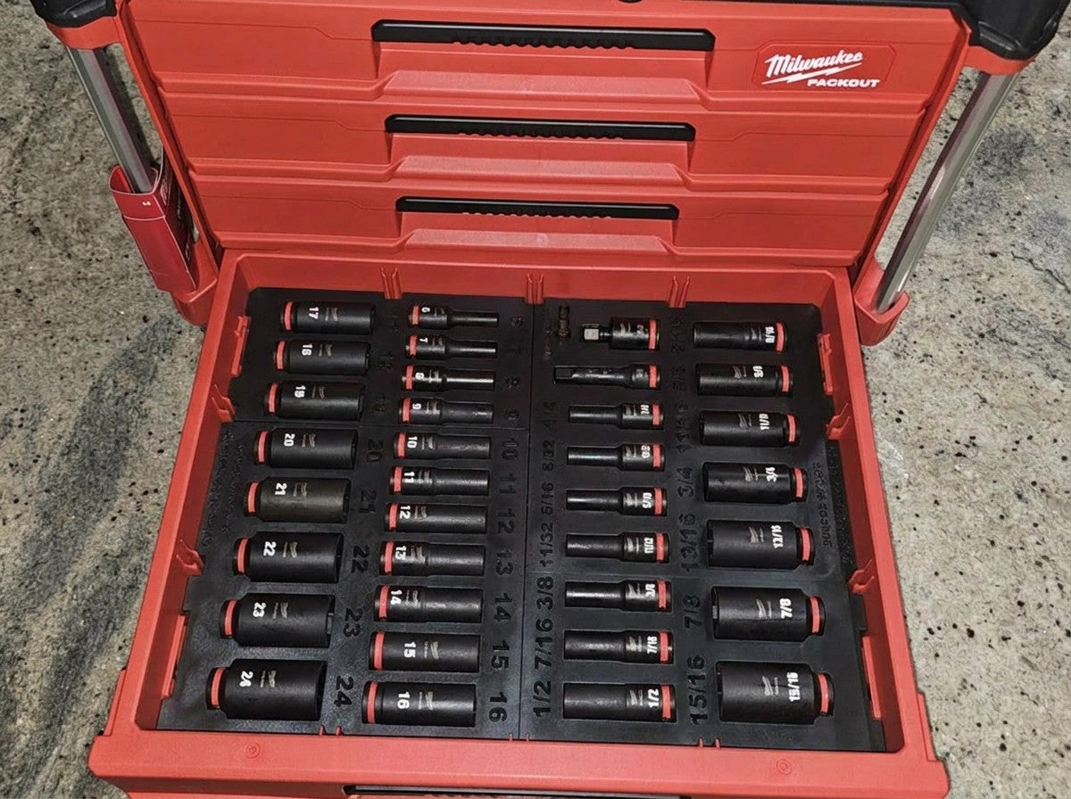Fits Milwaukee 49-66-6805 36pc Socket Set PACKOUT Drawer Insert (Insert Only)