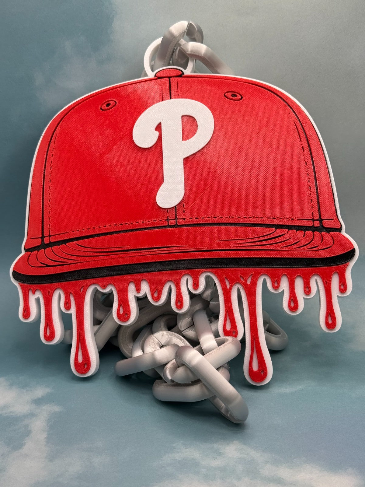 Philadelphia Phillies Drip Baseball Cap Oversized Fan Hype Chain "Go Phils"