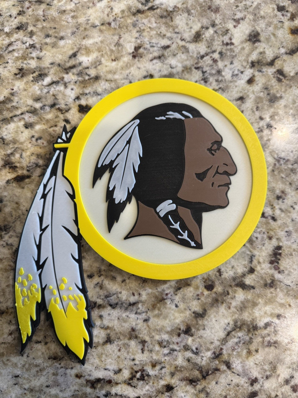 Washington Redskins wall sign 9 inches 3d Printed. Pla Plastic. Throwback Logo