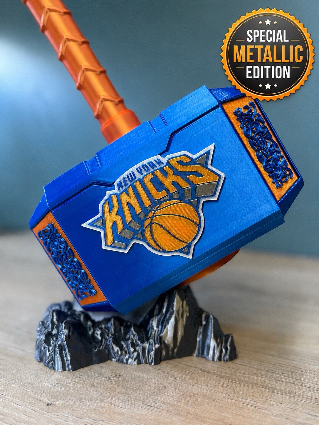 New York Knicks 13” Thor Hammer & Rock NBA Unique Fan Gifts Man Cave Office