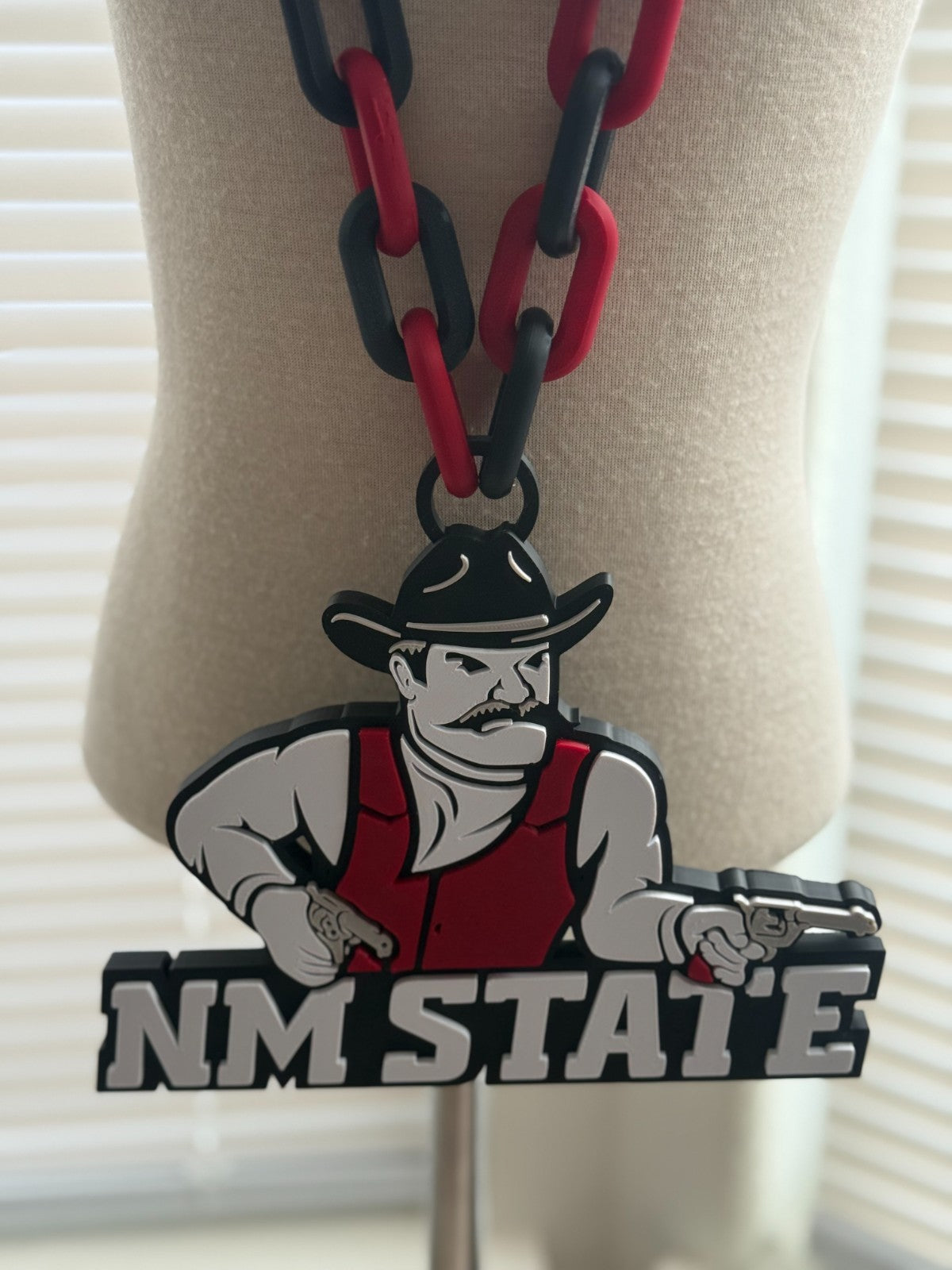 New Mexico State Aggies Logo Oversized Necklace, Pendant Chain