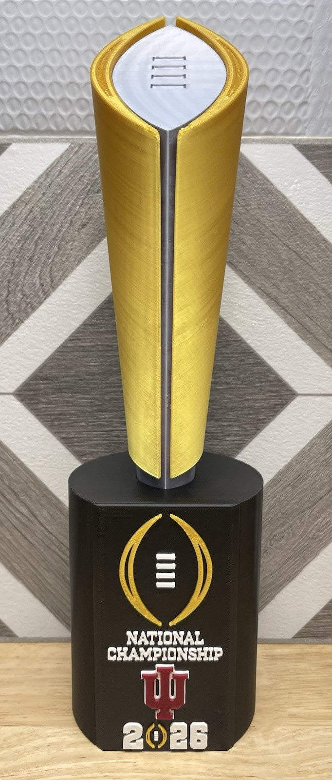 Indiana Hoosiers 2026 CFP National Championship Trophy 3-D Printed (14-in)