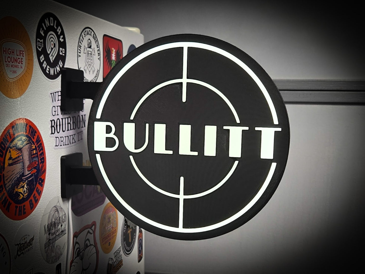 BULLITT MUSTANG 12 Inch Light Box LED Sign 3D Printed Wall Decor Man Cave Garage