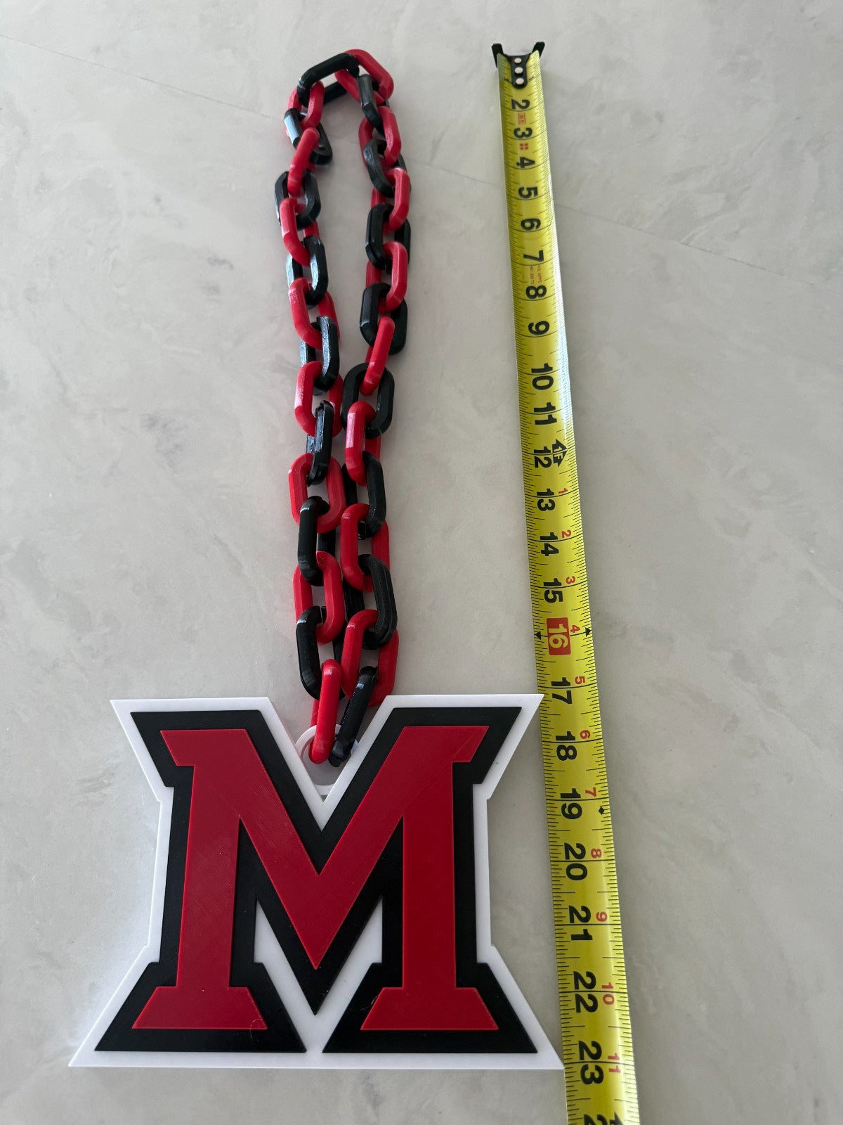 Miami (OH) RedHawks Logo Oversized Necklace Pendant Chain Gameday Or Tailgate
