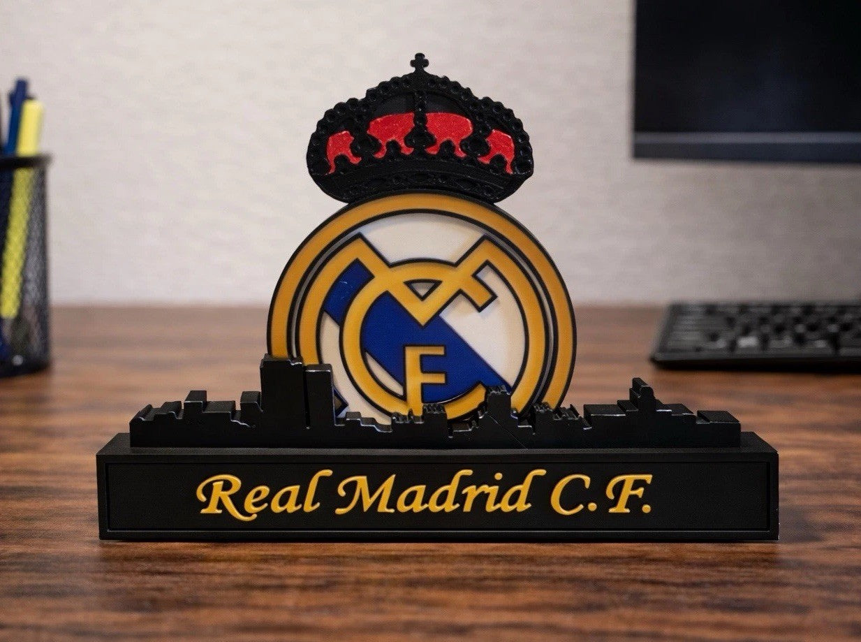 Real Madrid Club Fútbol Skyline Office Desk Decor Sign Man Cave Soccer Fan Gift