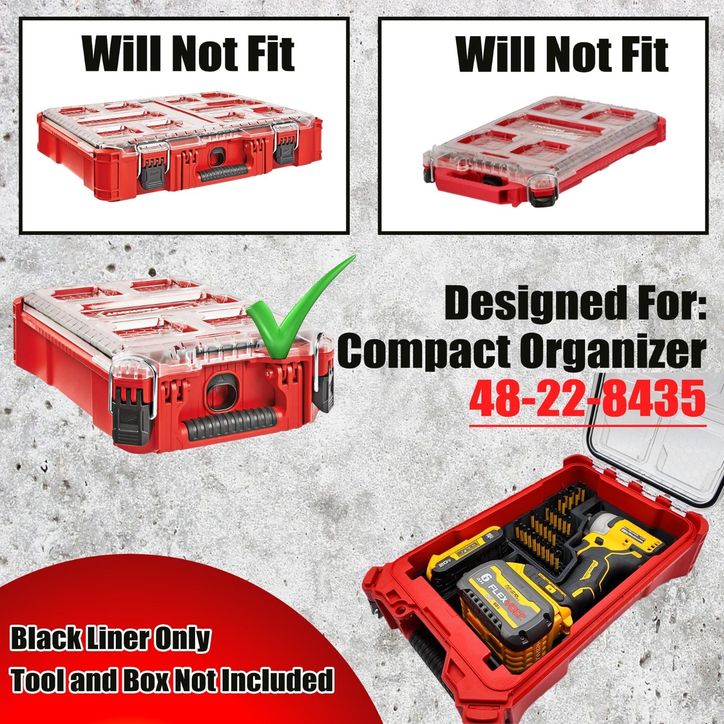 20V Brushless Impact (DCF809) Organizer for Milwaukee Compact Packout  (Insert O