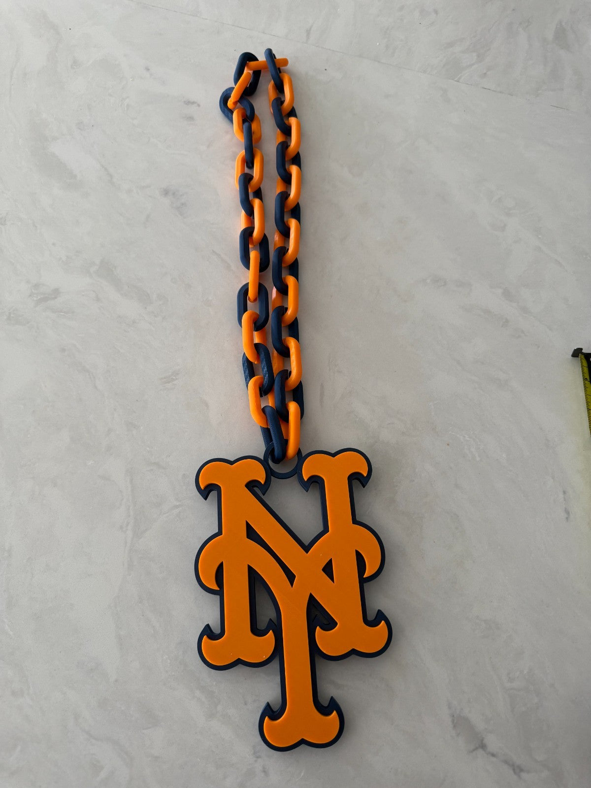 New York Mets Oversized Logo Necklace, Turnover Chain Handmade 3D Printed