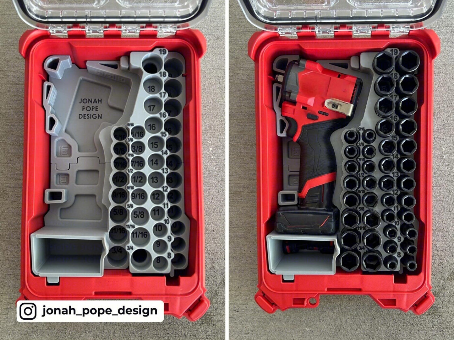 Jonah Pope Design Insert for use with Milwaukee Packout & GEN2 M12 Stubby Impact