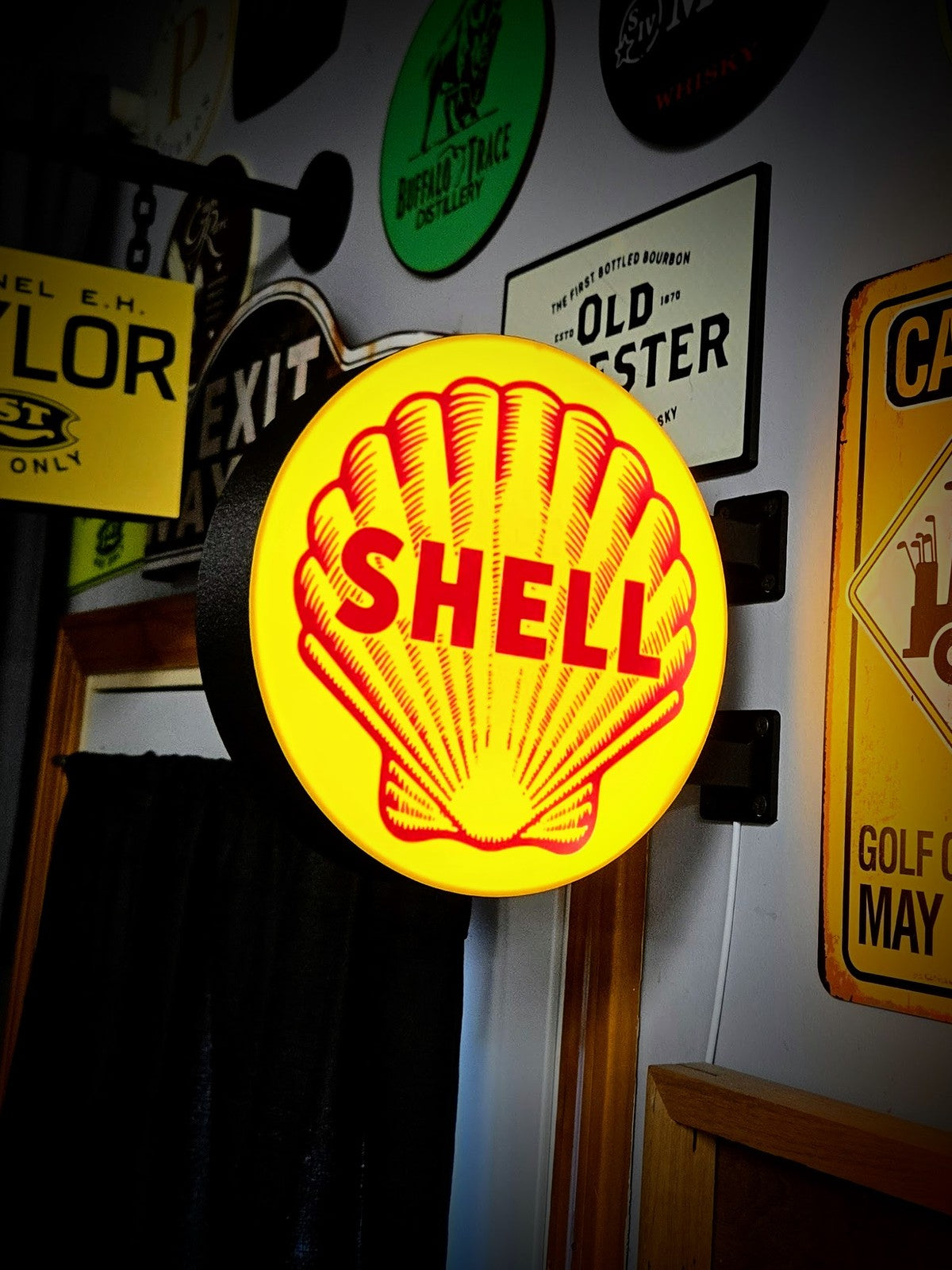 SHELL LOGO 12 Inch Light Box LED Sign 3D Printed Wall Decor Man Cave Garage