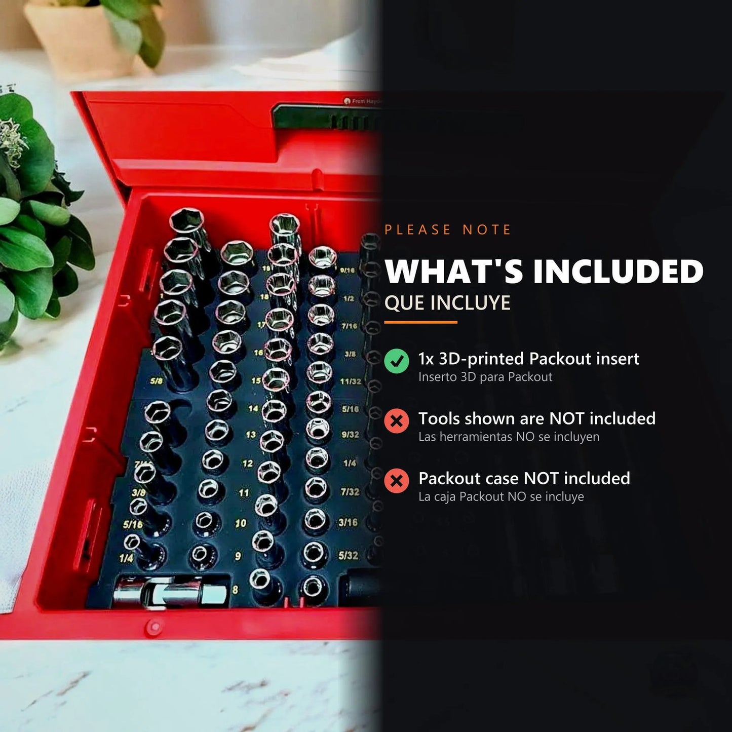 3D Printed Socket Organizer For Packout 3-Drawer, SAE Mechanic Tool Insert