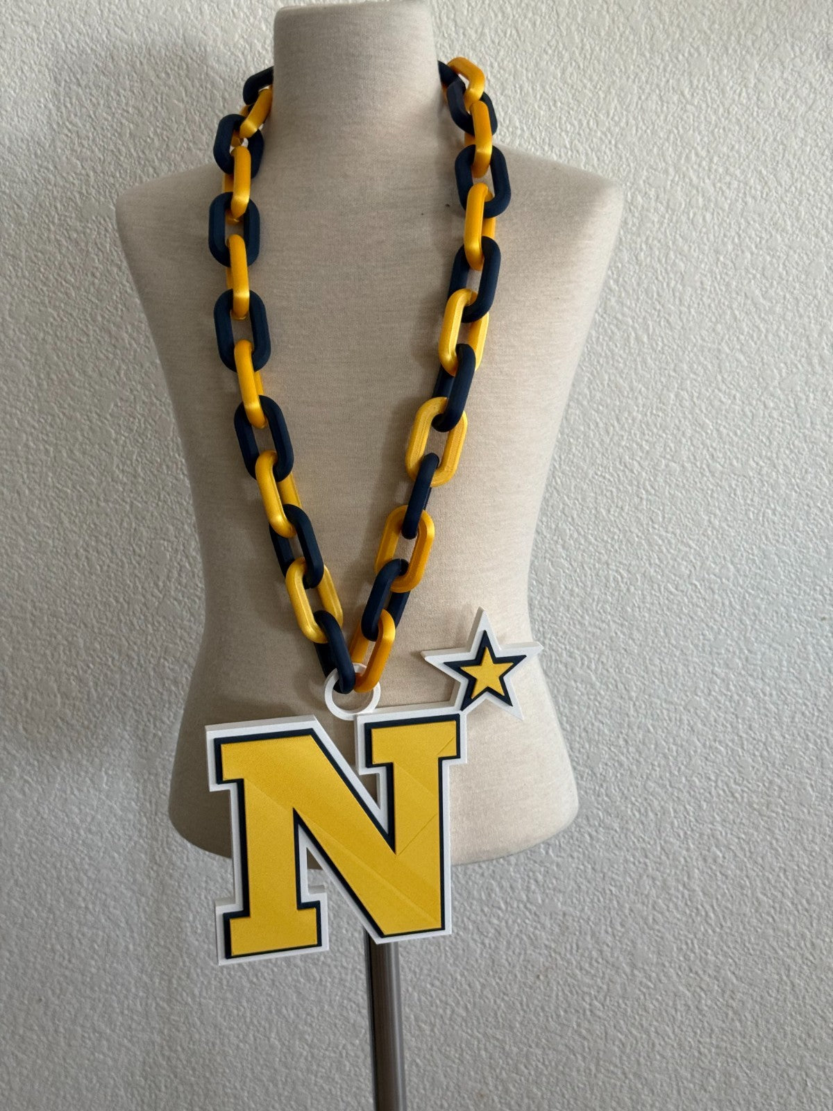 Navy Midshipmen Logo Necklace Oversized Turnover Chain HandMade 3D Printed