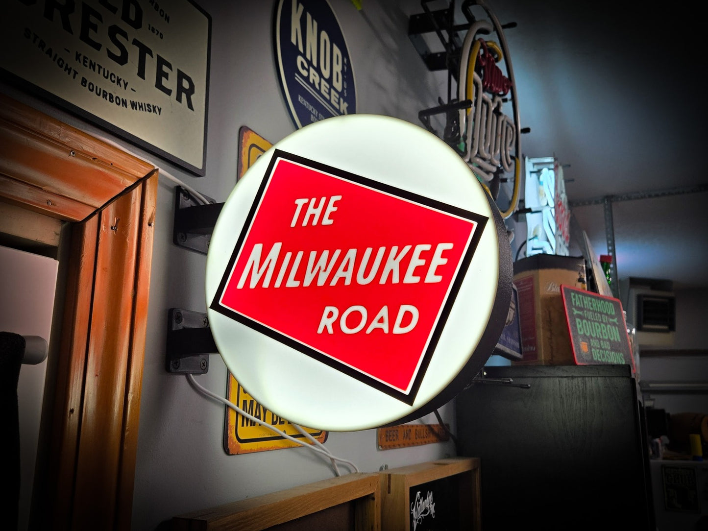 THE MILWAUKEE ROAD 12 Inch Light Box LED Sign 3D Printed Wall Decor Man Cave
