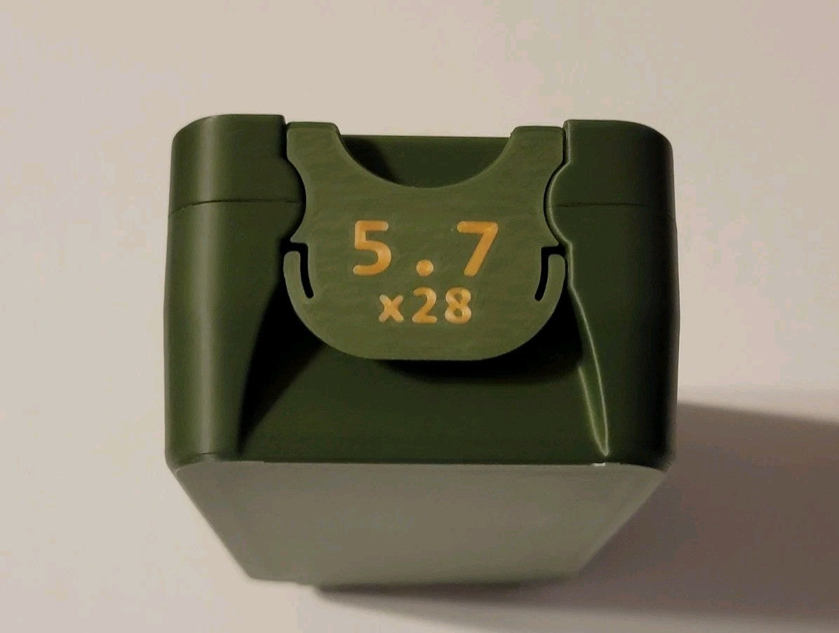 5.7 X 28 Ammo Box Snap Lock 50 rd 3D Printed Storage Olive Green Gold Pla