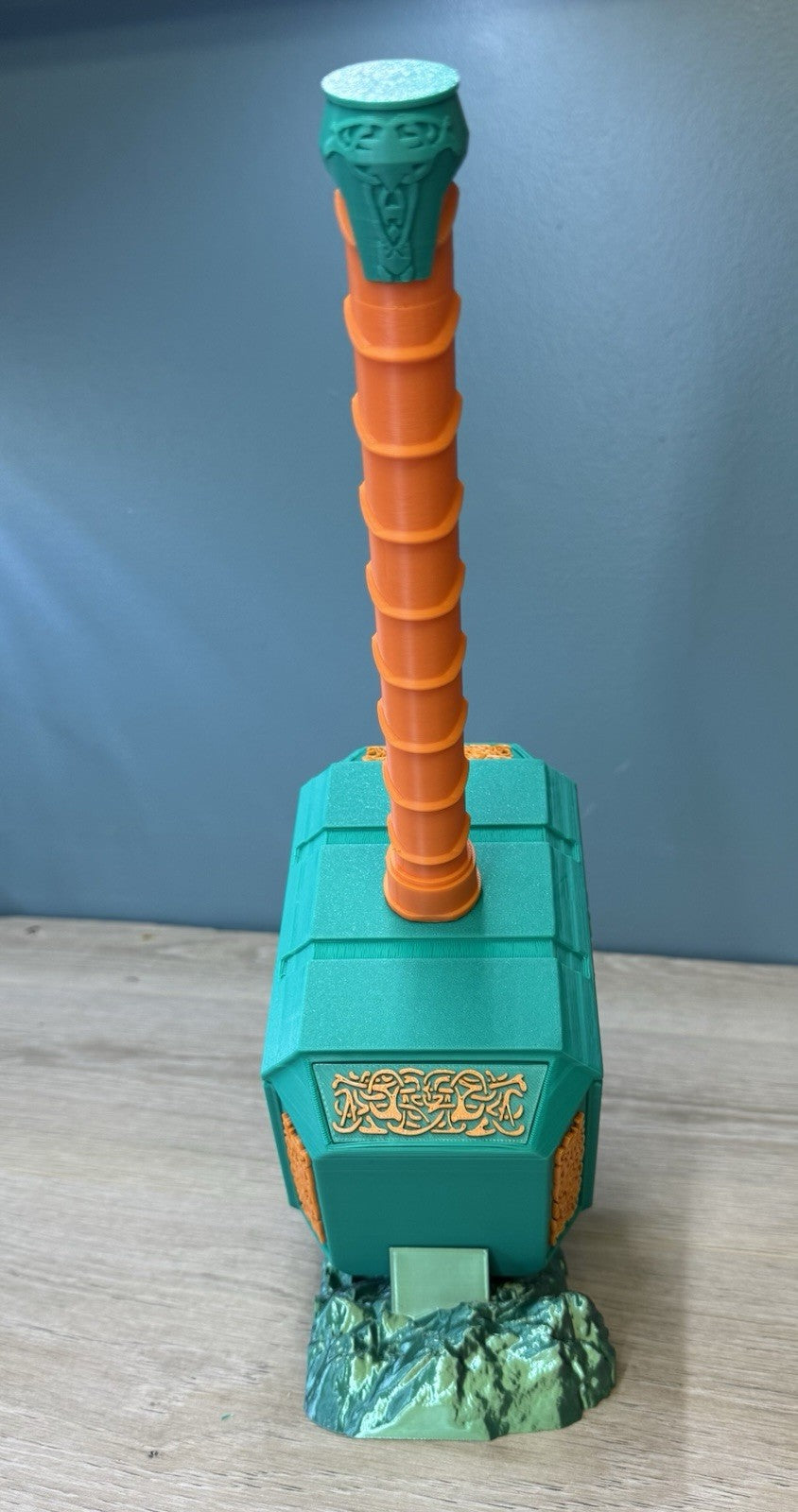Miami Dolphins Thor Hammer Mjolnir & Rock Stand Memorabilia Man Cave Fan Gift