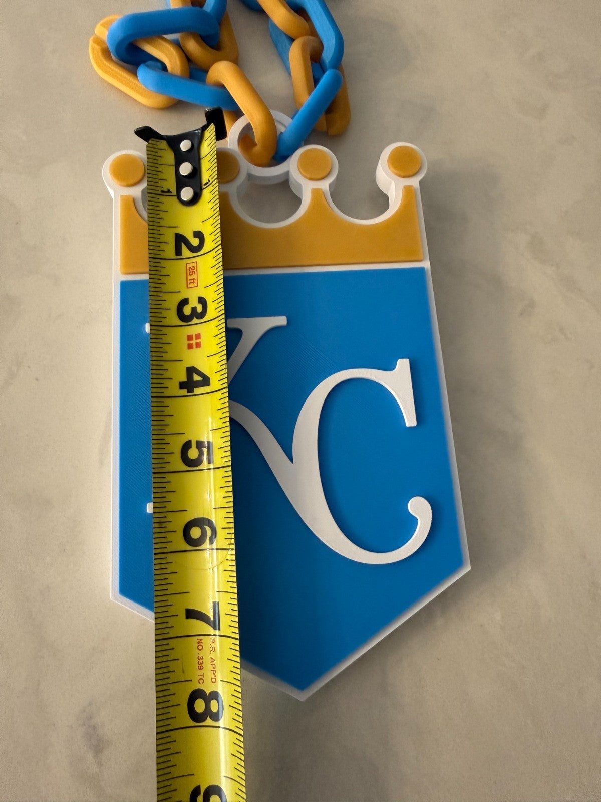 Kansas City Royals Oversized Logo Necklace Turnover Chain Handmade 3D Printed