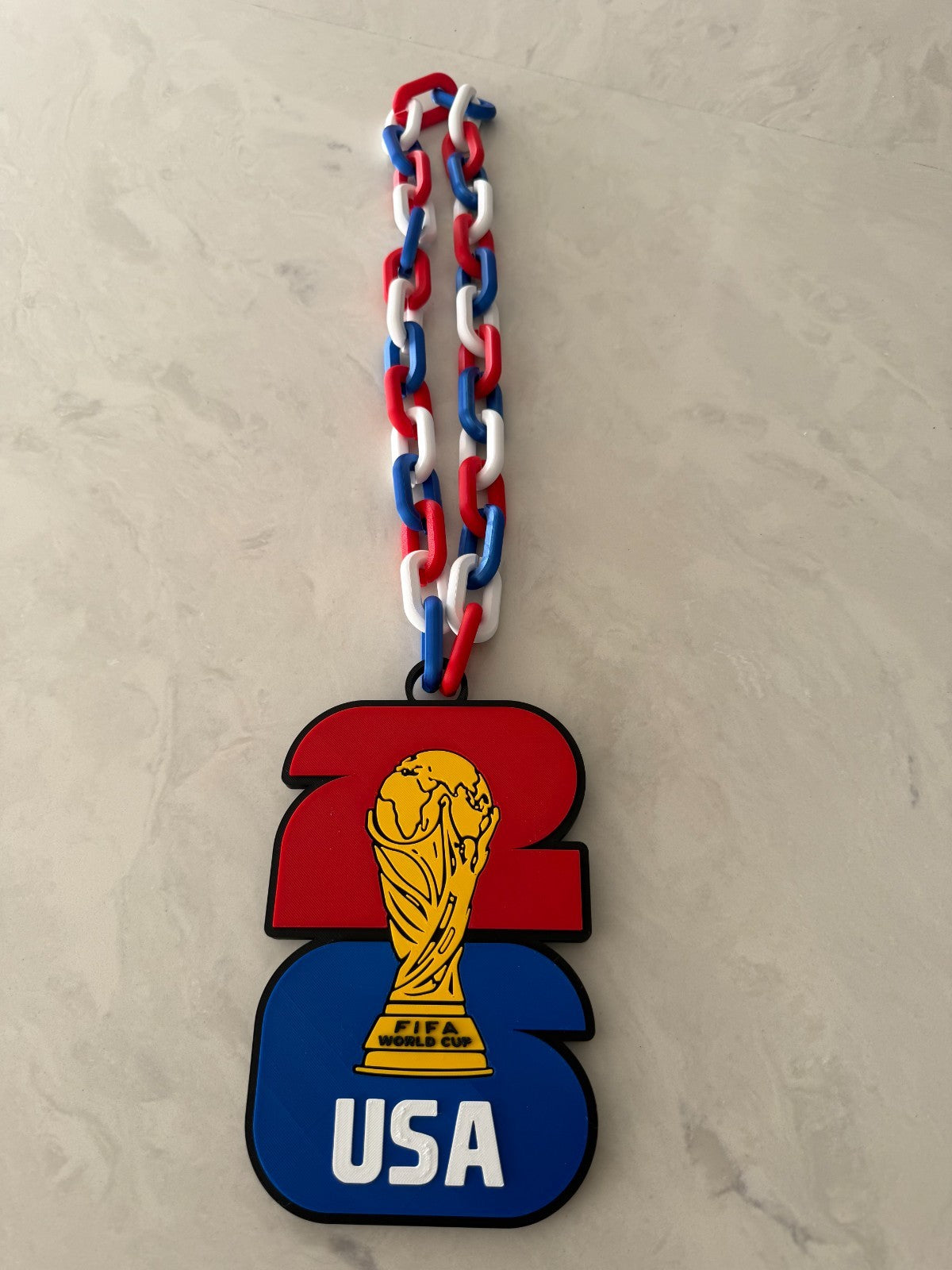 USA Soccer Fan Chain Necklace 3D Printed FIFA World Cup USMNT Big Logo Pendant