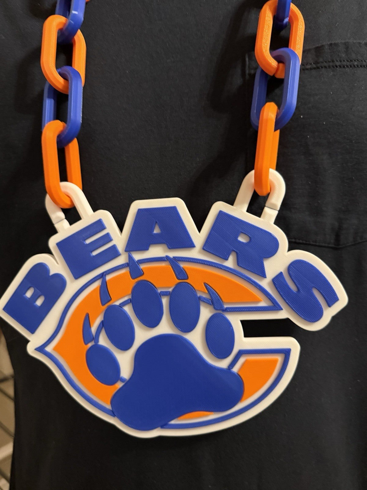 Chicago Football Inspired Paw & Name Hype Chain 3D Printed 42” Link Chain