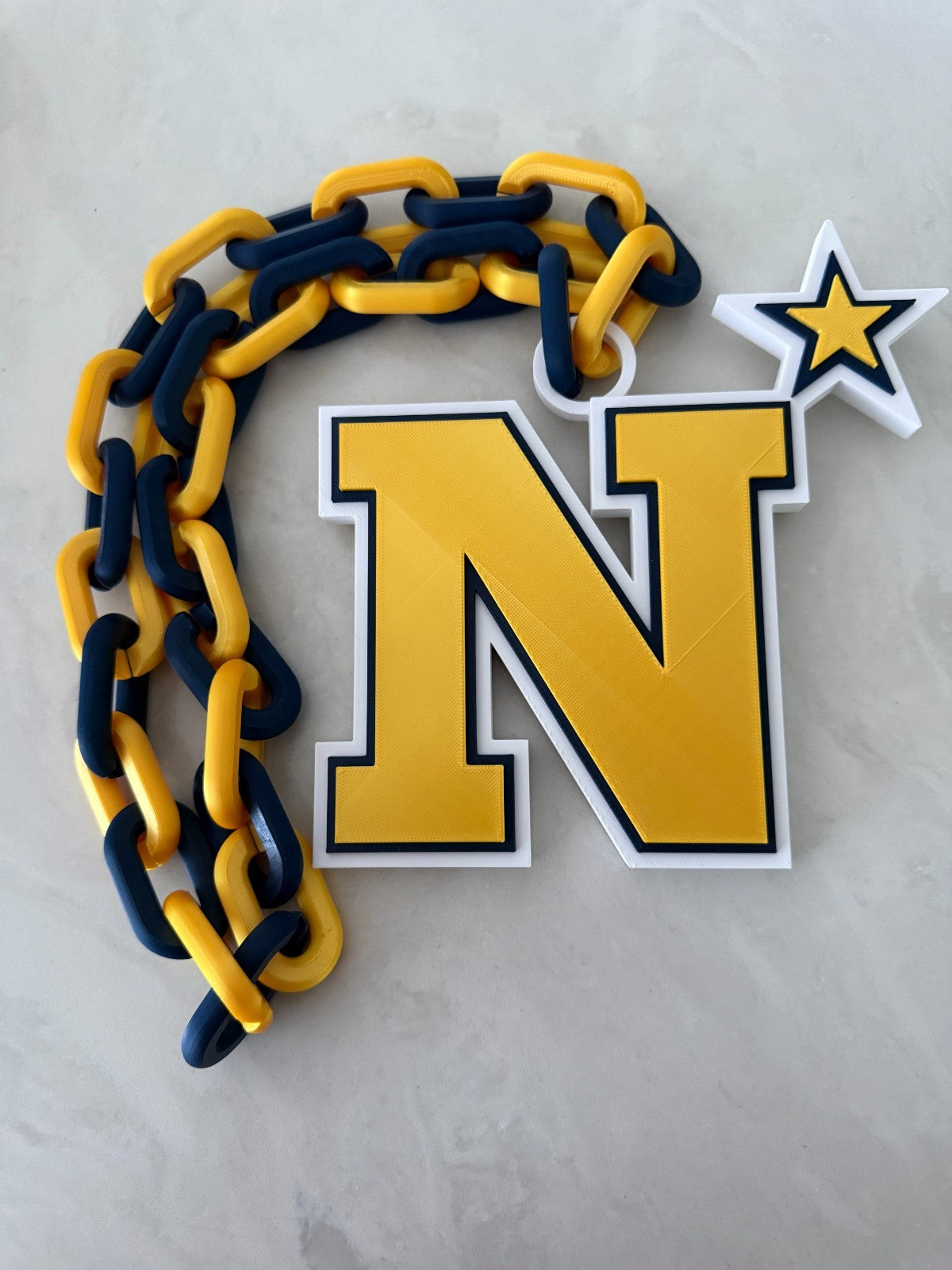 Navy Midshipmen Logo Necklace Oversized Turnover Chain HandMade 3D Printed
