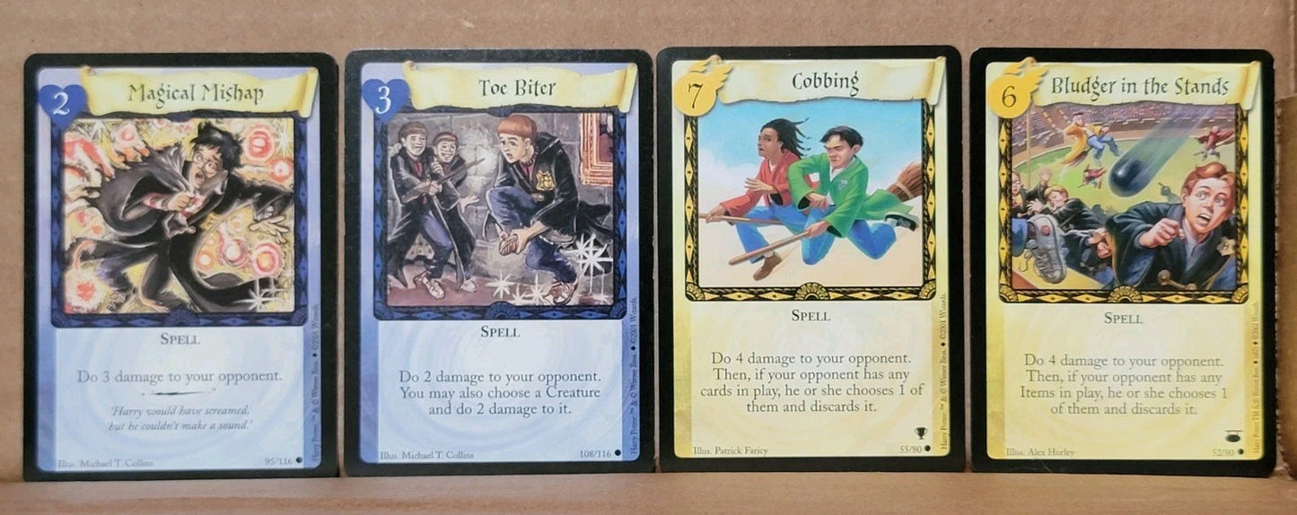Harry Potter TCG Lot 4 Cobbing Bludger Stands Magical Mishap Toe Biter Damage