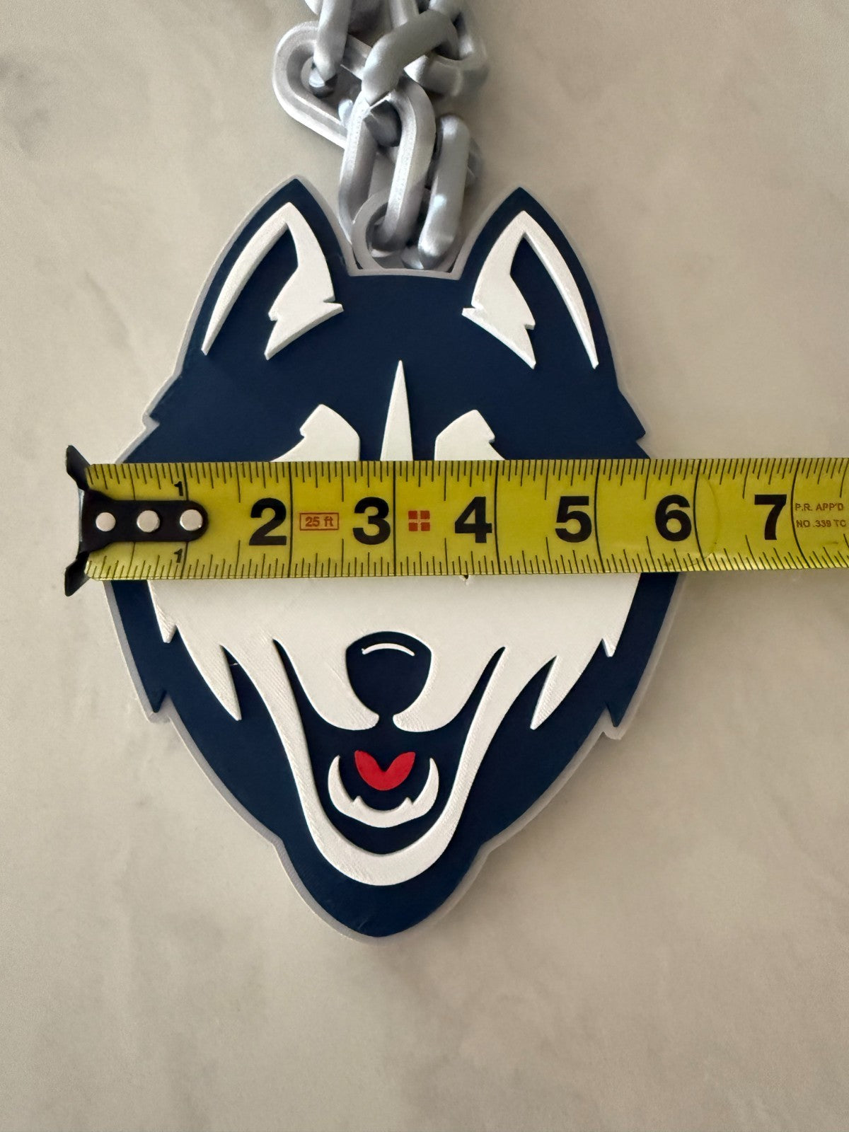 UConn Huskies Logo Oversized Necklace Pendant Turnover Chain Handmade 3D Printed