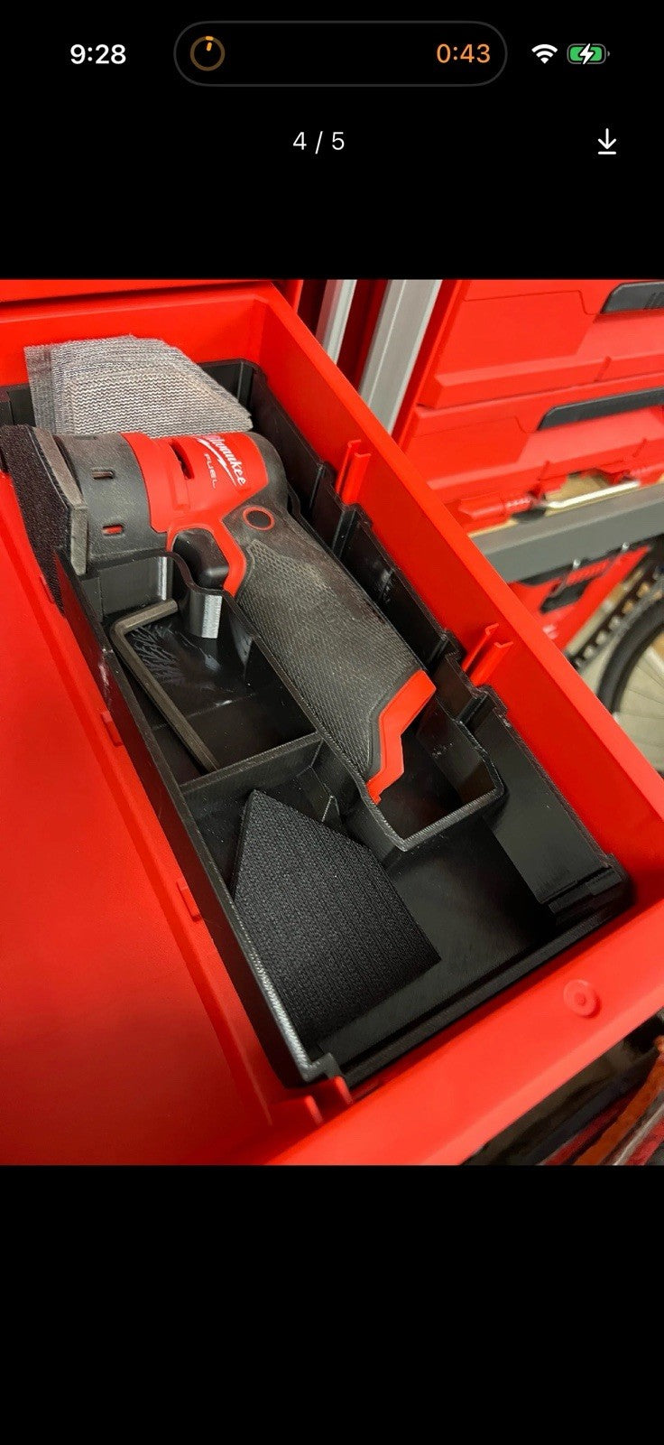 Milwaukee M12 Detail Sander 3 Drawer Insert - Packout Organizer for M12 FDSS