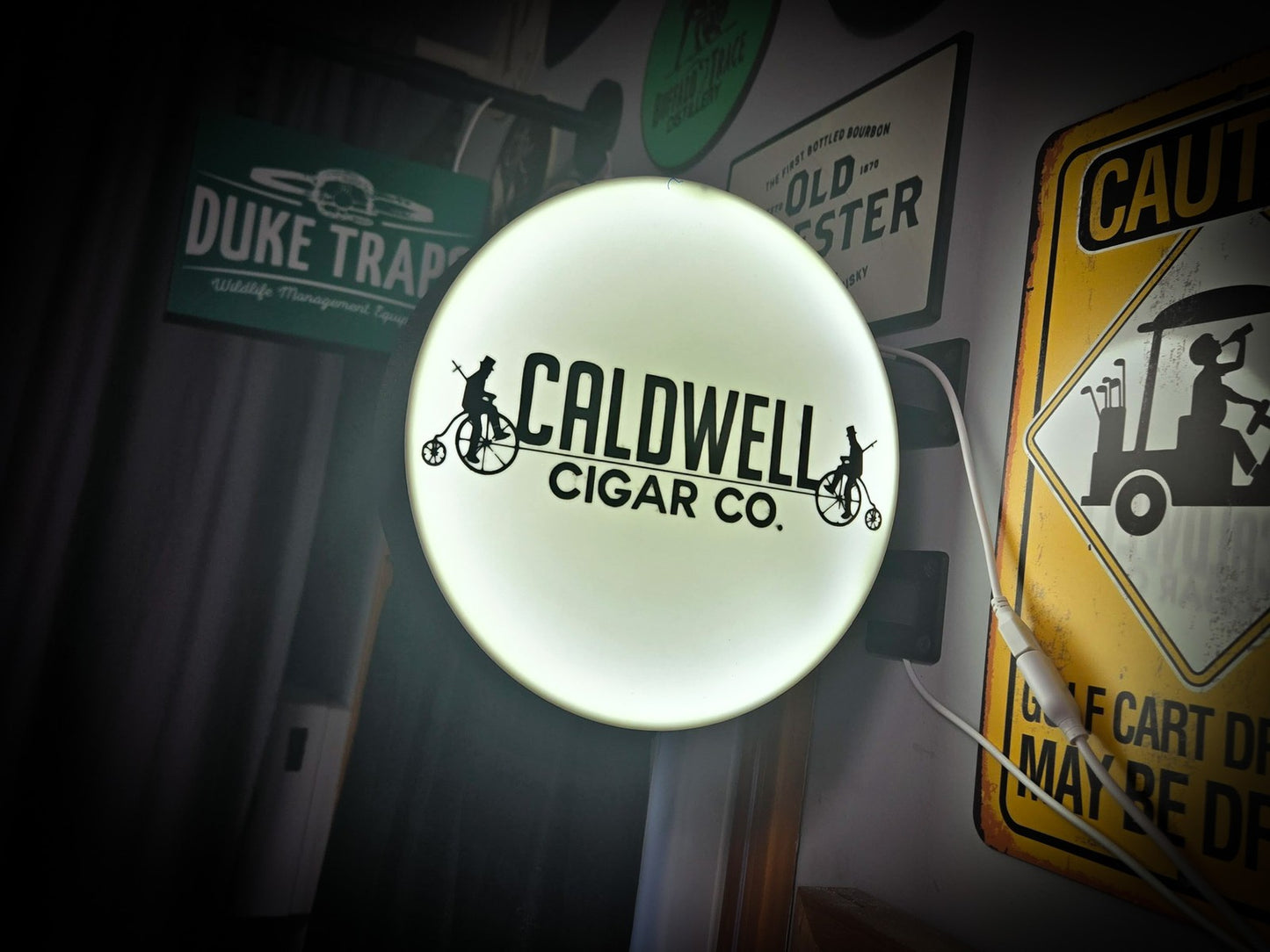 CALDWELL CIGAR CO. 12 Inch Light Box LED Sign 3D Printed Wall Decor Man Cave