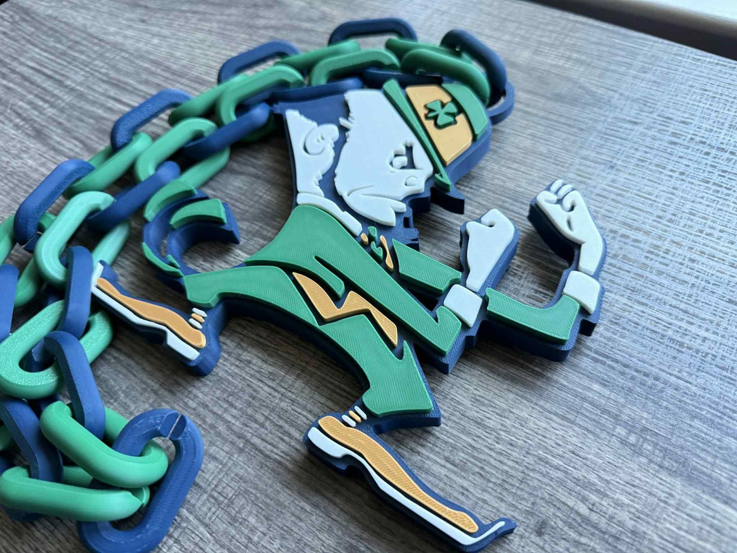 Notre Dame Fighting Irish Logo Oversized Necklace, Pendant Chain [Made To Order]