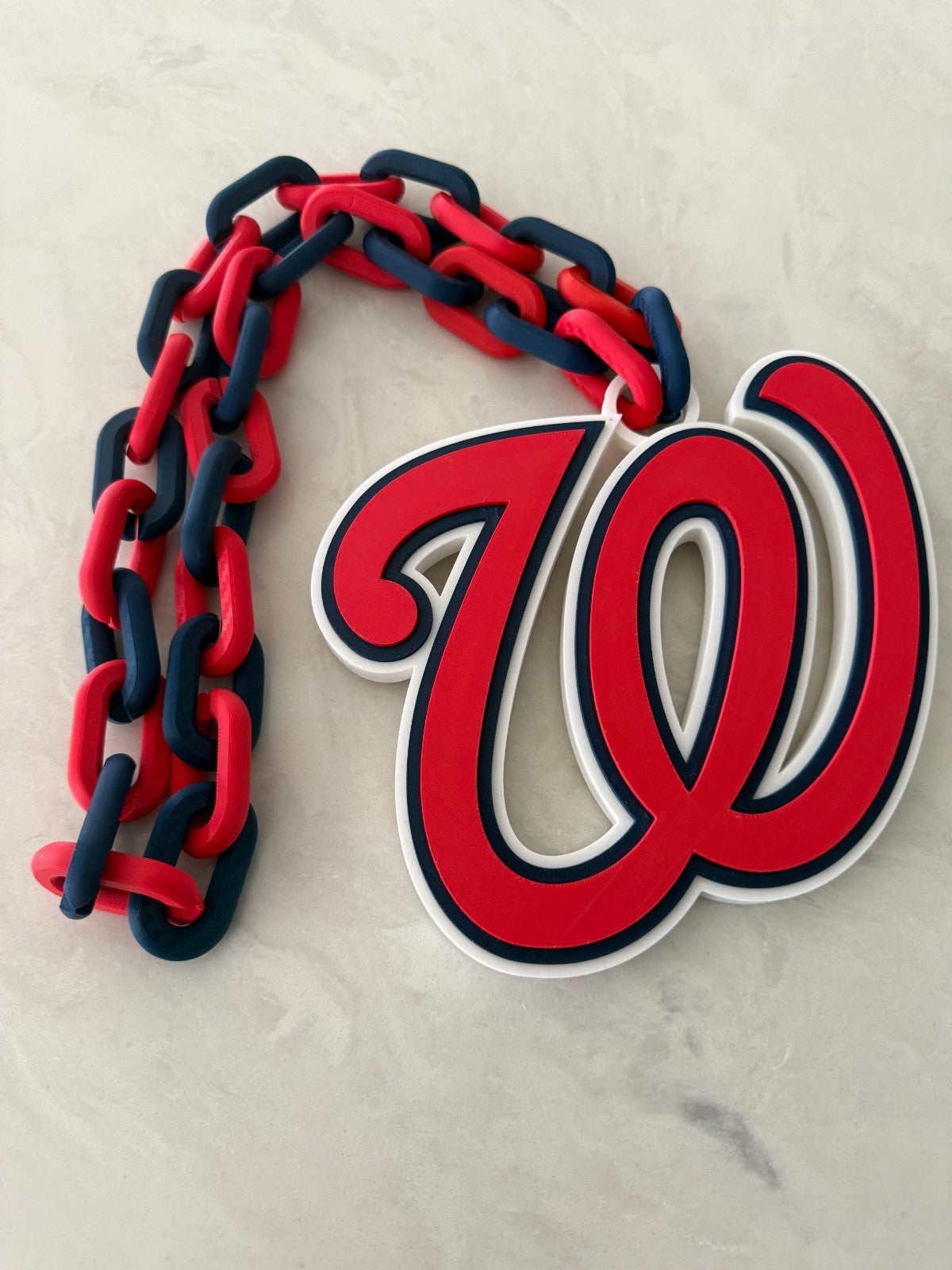Washington Nationals Oversized Logo Necklace Turnover Chain HandMade 3D Printed