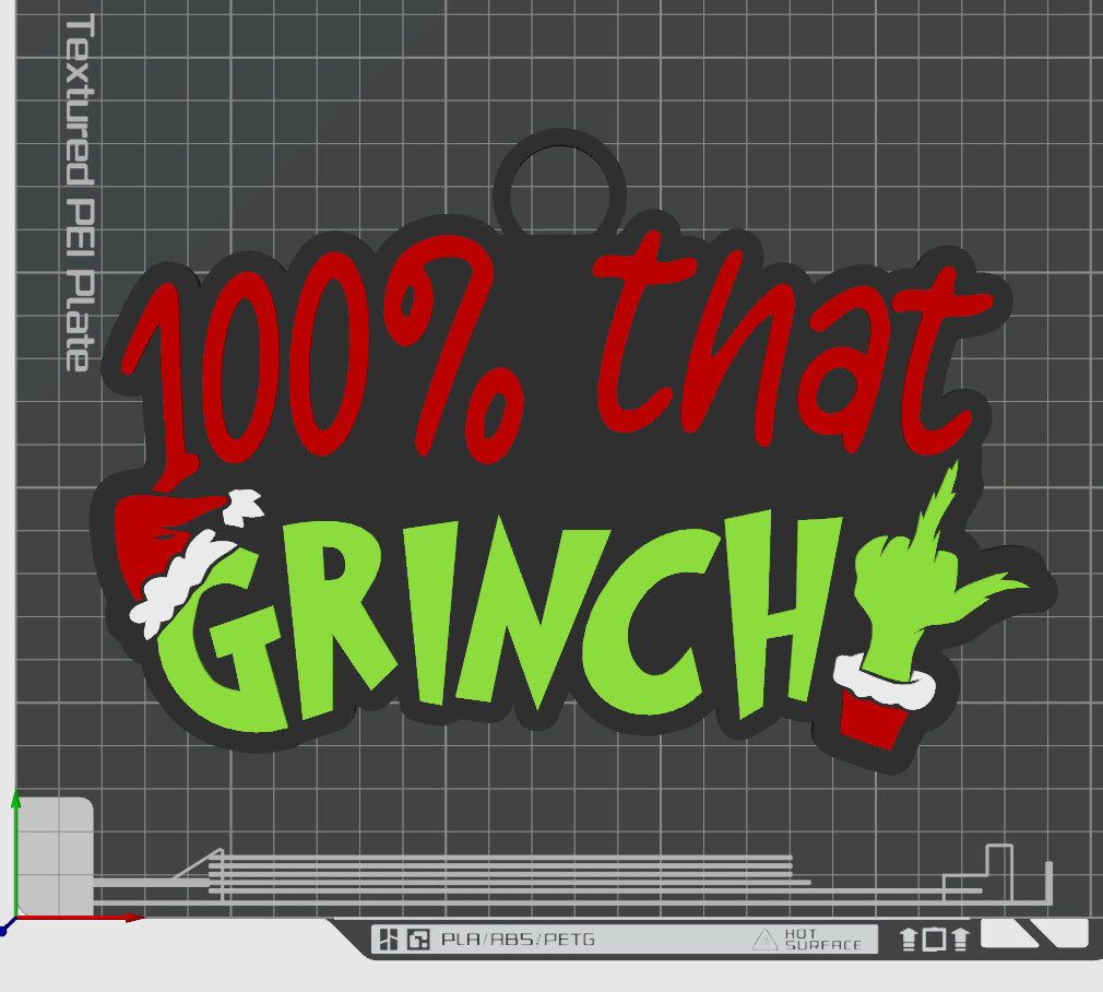 Christmas 100% That Grinch 3D printed Hype Chain with 26 Links Per Chain